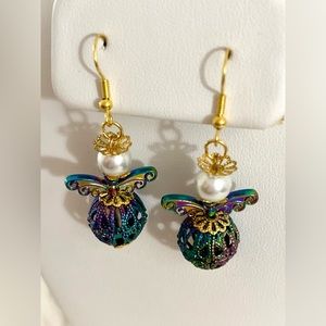 NEW!! Handcrafted Angel Rainbow Holographic Earrings
